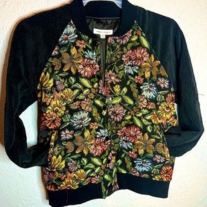 Honey Punch | NWT Women’s Florals Bomber Jacket | Sparkly Button Up Coat | Sz XS